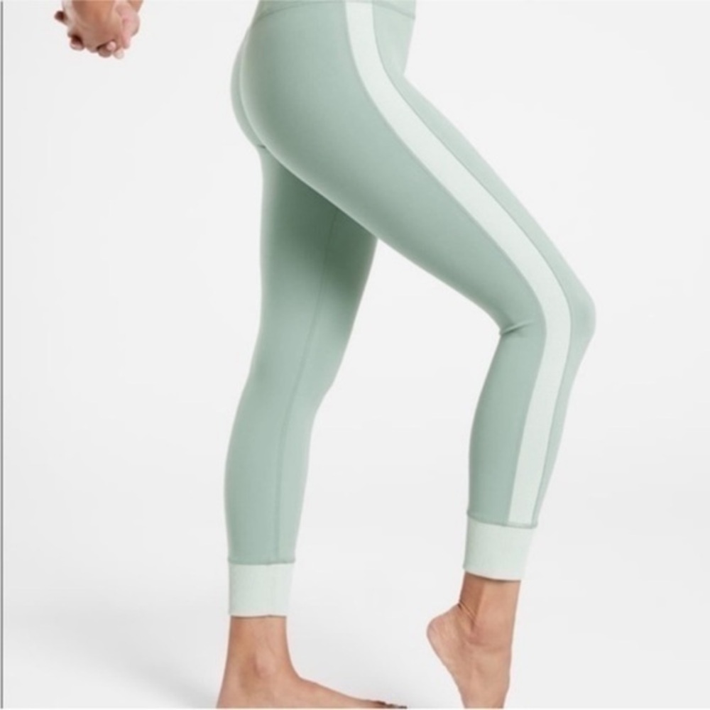 Athleta Elation Rib Trim 7/8 Leggings XXS Coast Grey High Rise Minimalist Style